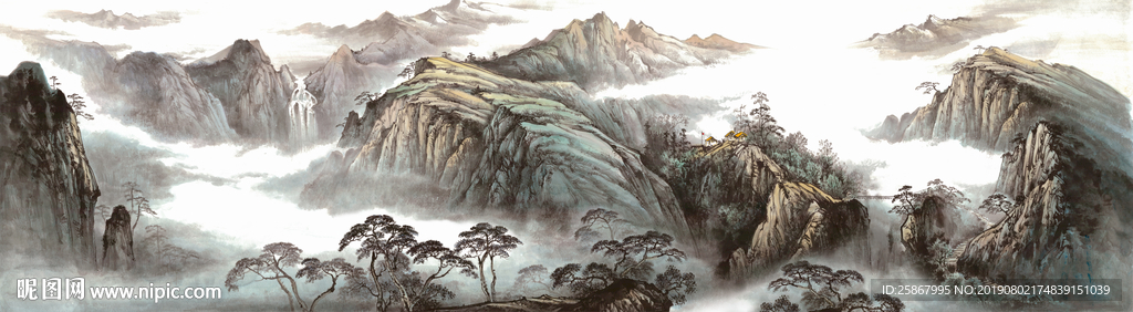 中式山水壁画