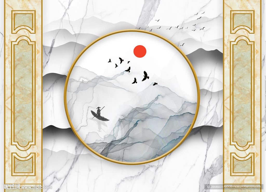 新中式护墙板背景墙