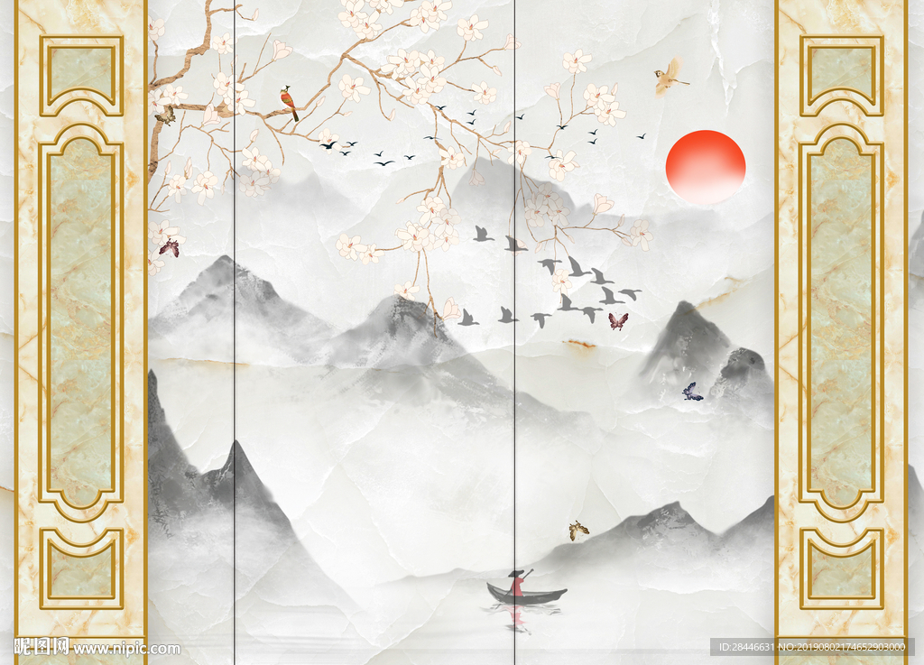 新中式护墙板背景墙