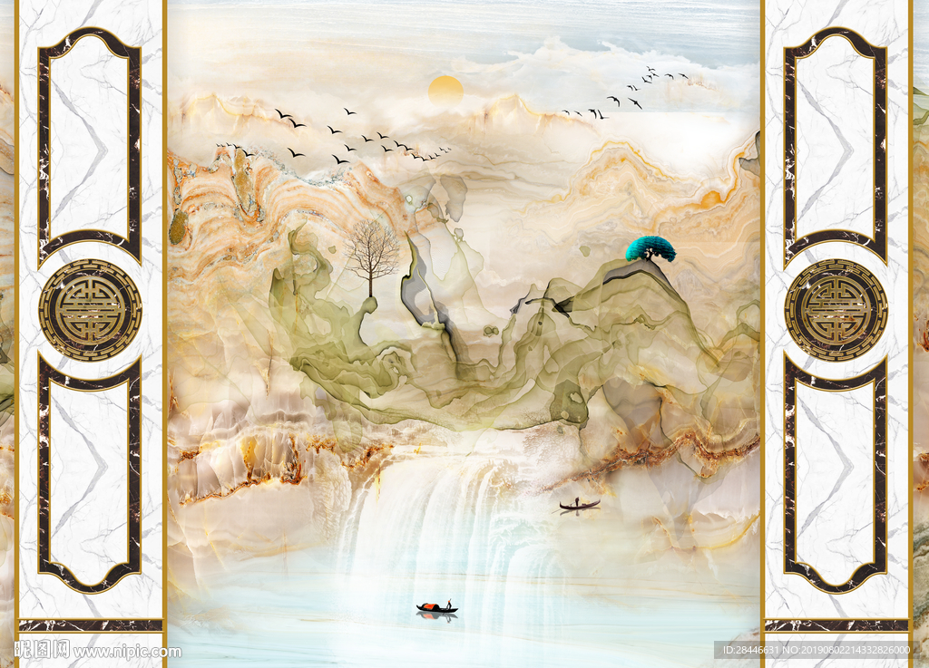 新中式护墙板背景墙