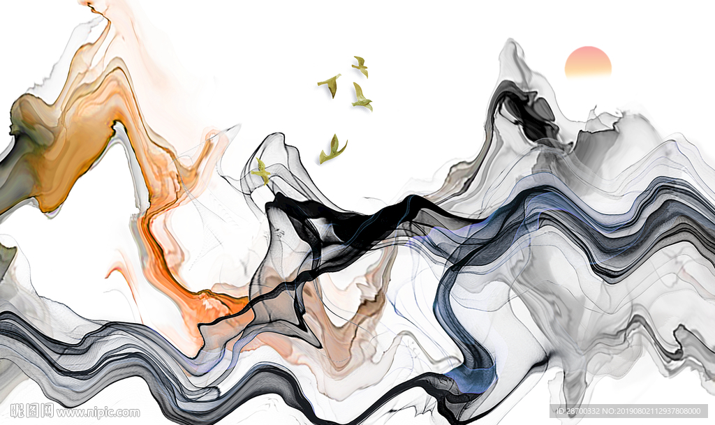 抽象水墨山水画