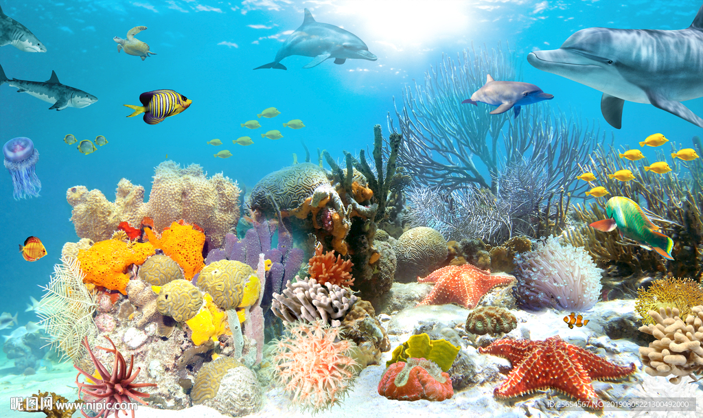 海底世界3D背景墙