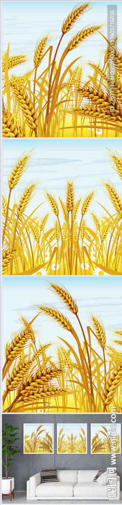 金黄色的麦穗客厅装饰画