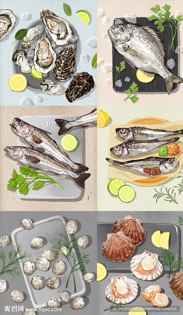 卡通手绘海鲜