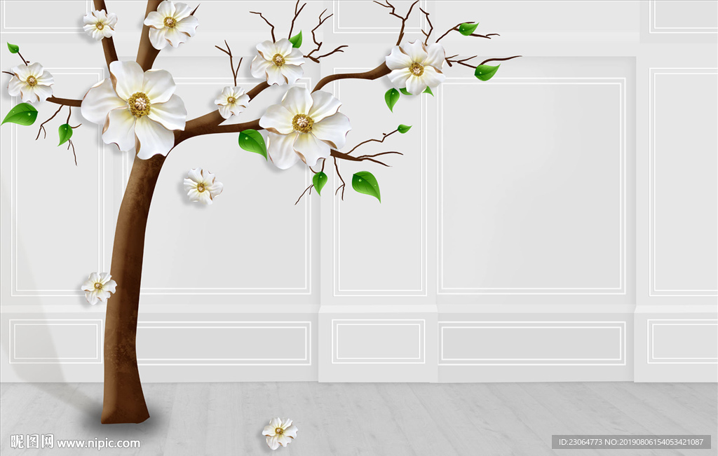 简约白兰花开图