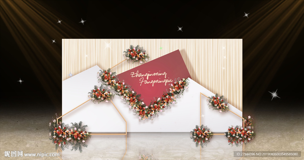 红白色婚礼迎宾区