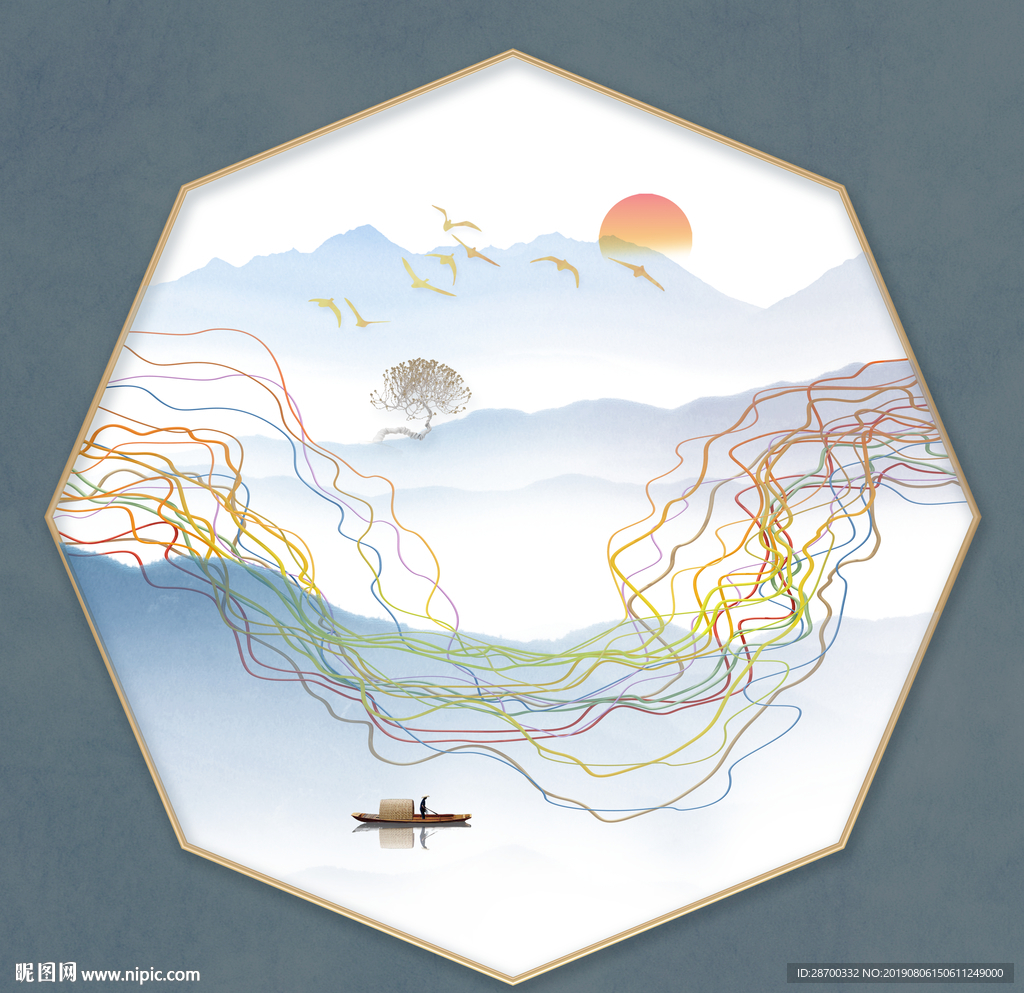 高端金线山水浮雕画