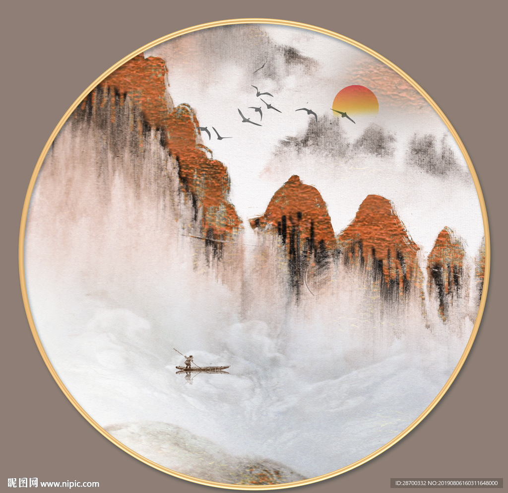 新中式山水画设计图__背景底纹_底纹边框_设计图库_昵图网nipic.com