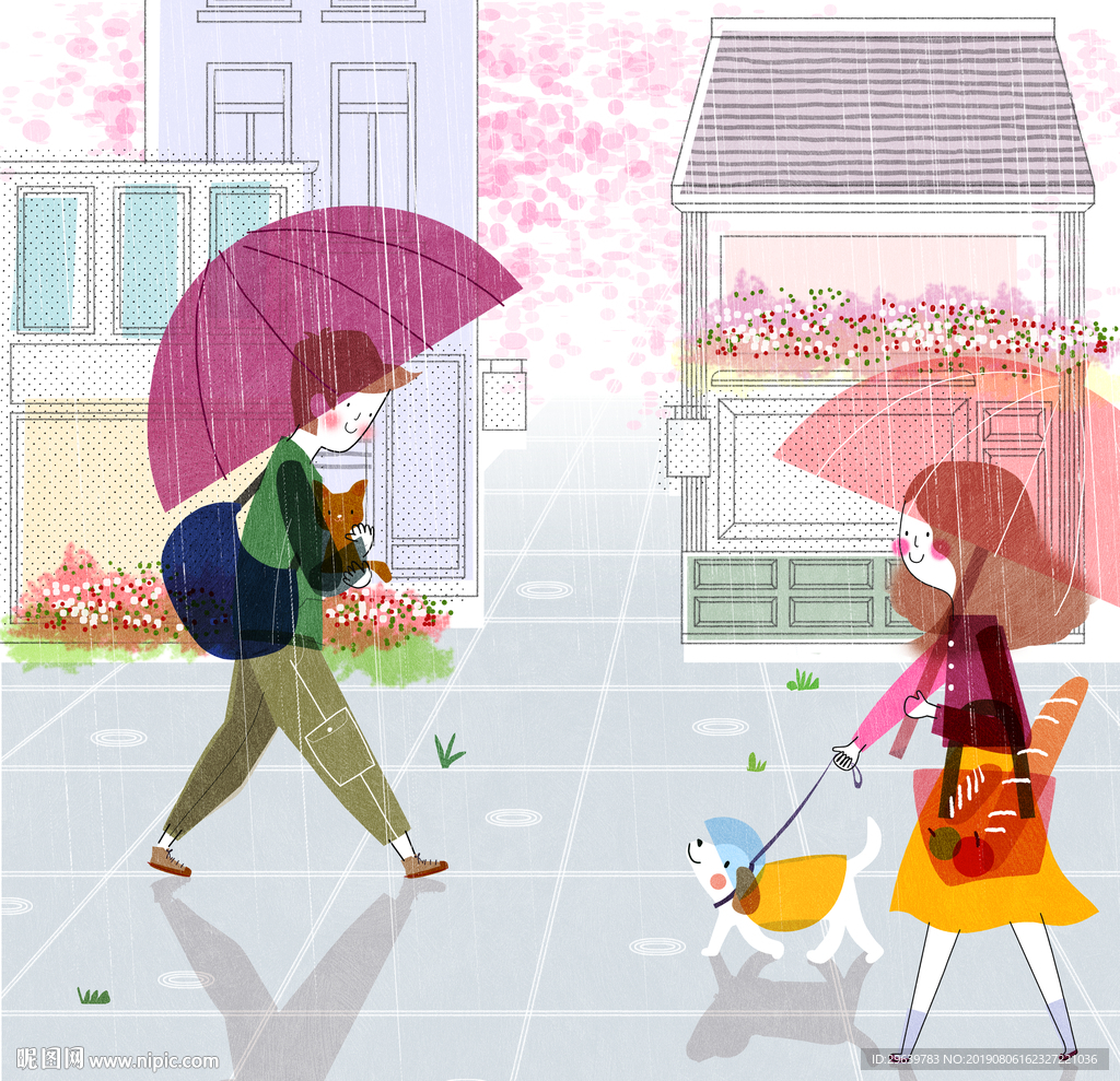 下雨天走路的人