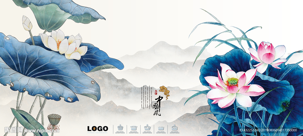 荷花国画