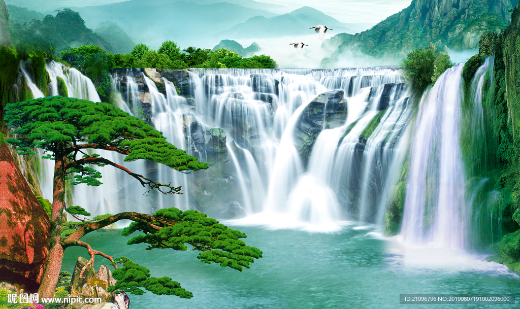 山水风景背景墙