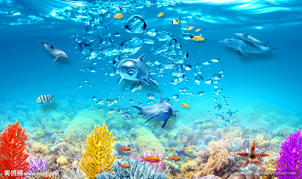 3D立体海底世界电视墙