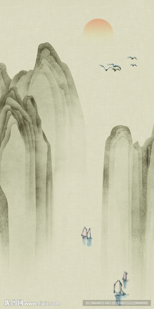 极品山水玄关背景 TIF分层