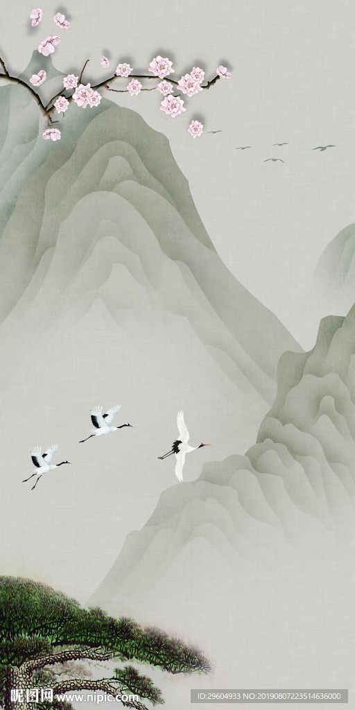 现代山水玄关背景 TIF分层