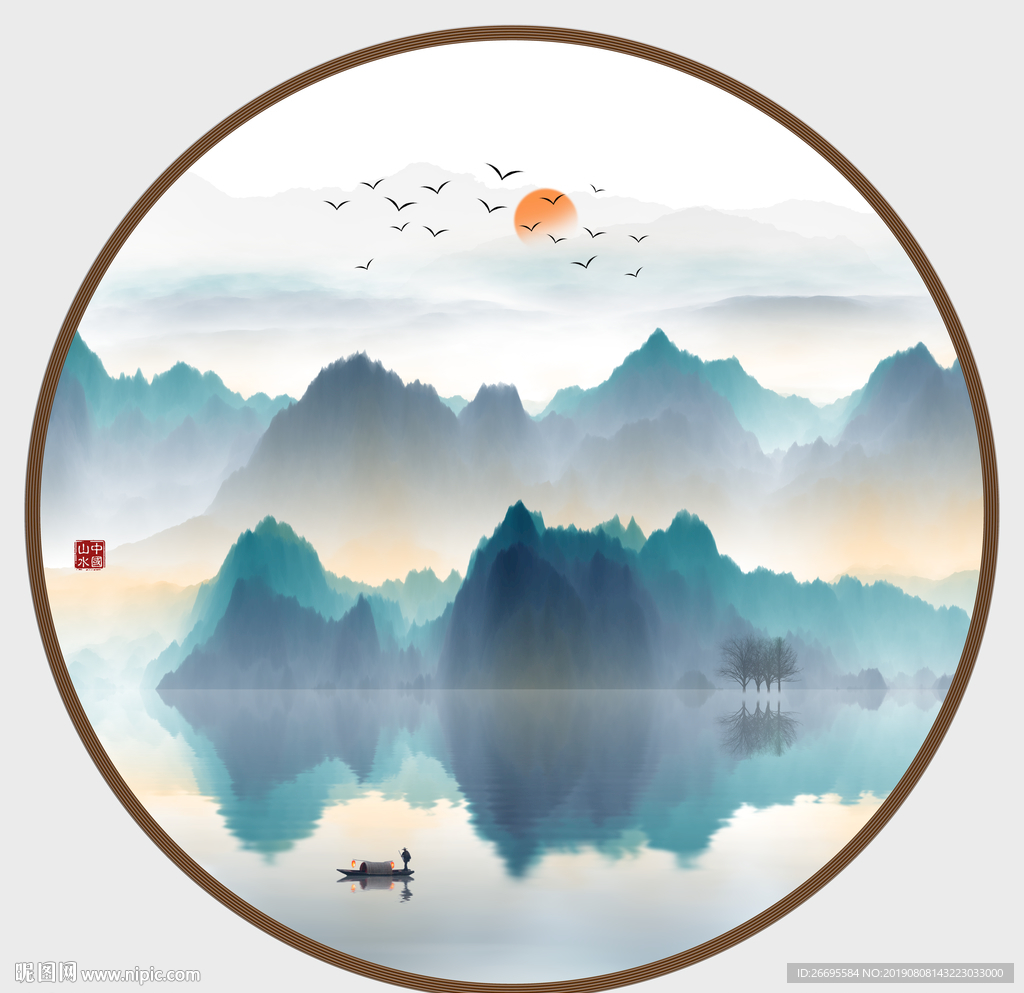 圆形山水画