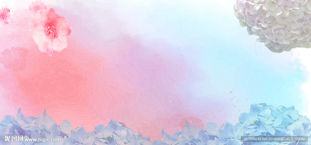 手绘水彩绣球花背景