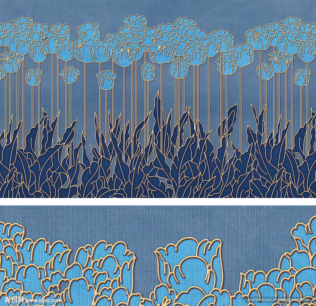 轻奢现代郁金香金线浮雕花背景墙