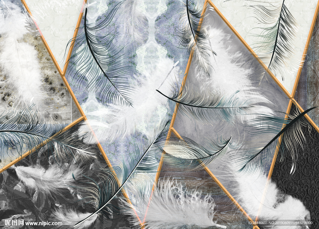 北欧羽毛背景墙