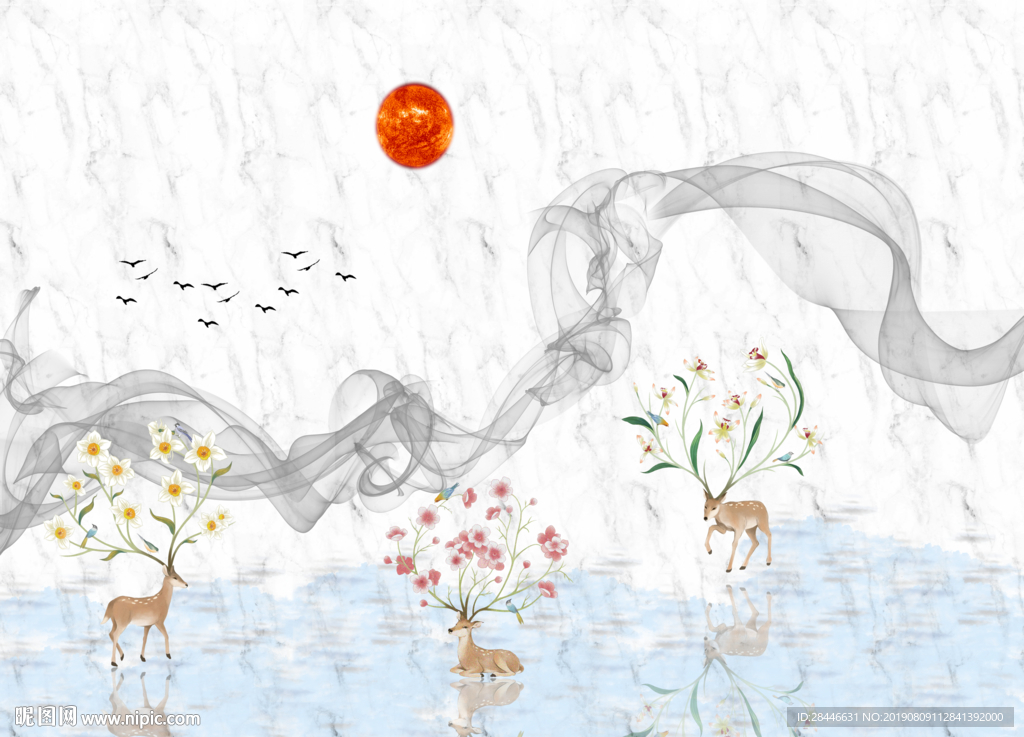 新中式水墨画背景墙