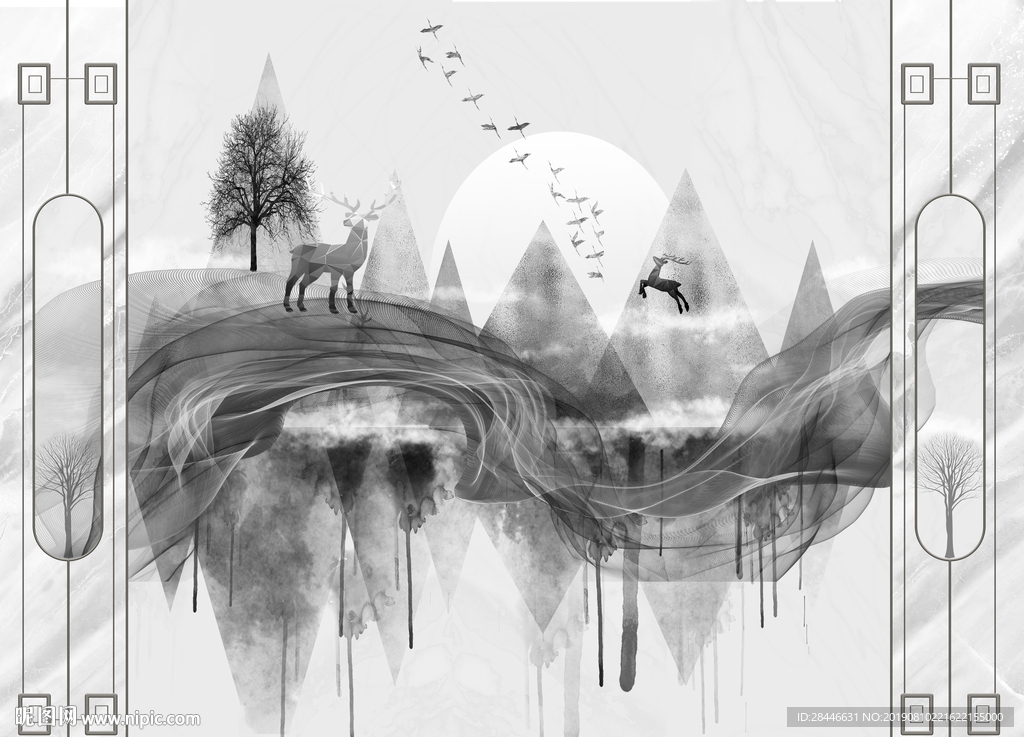 新中式护墙板背景墙