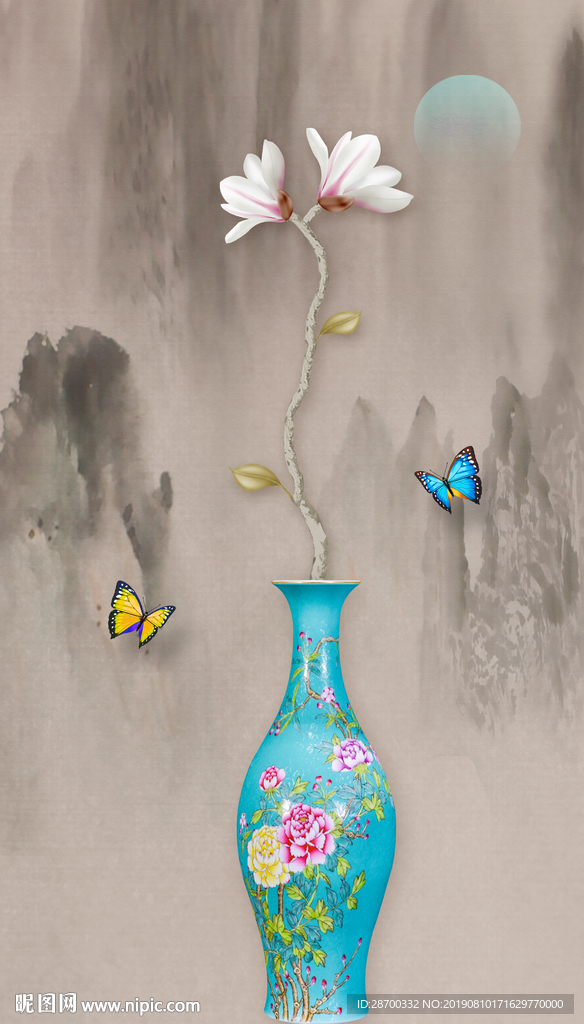 高端花瓶玄关壁画
