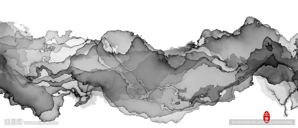 抽象山水水墨画