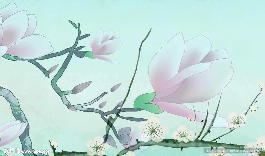 手绘玉兰花