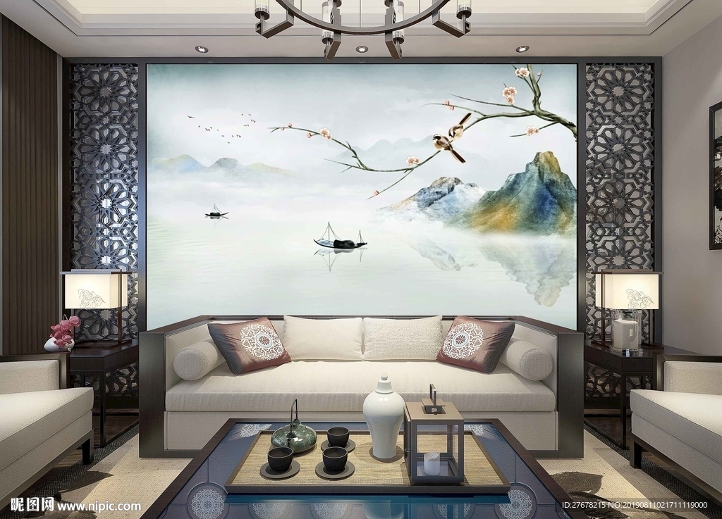 现代简约水墨山水