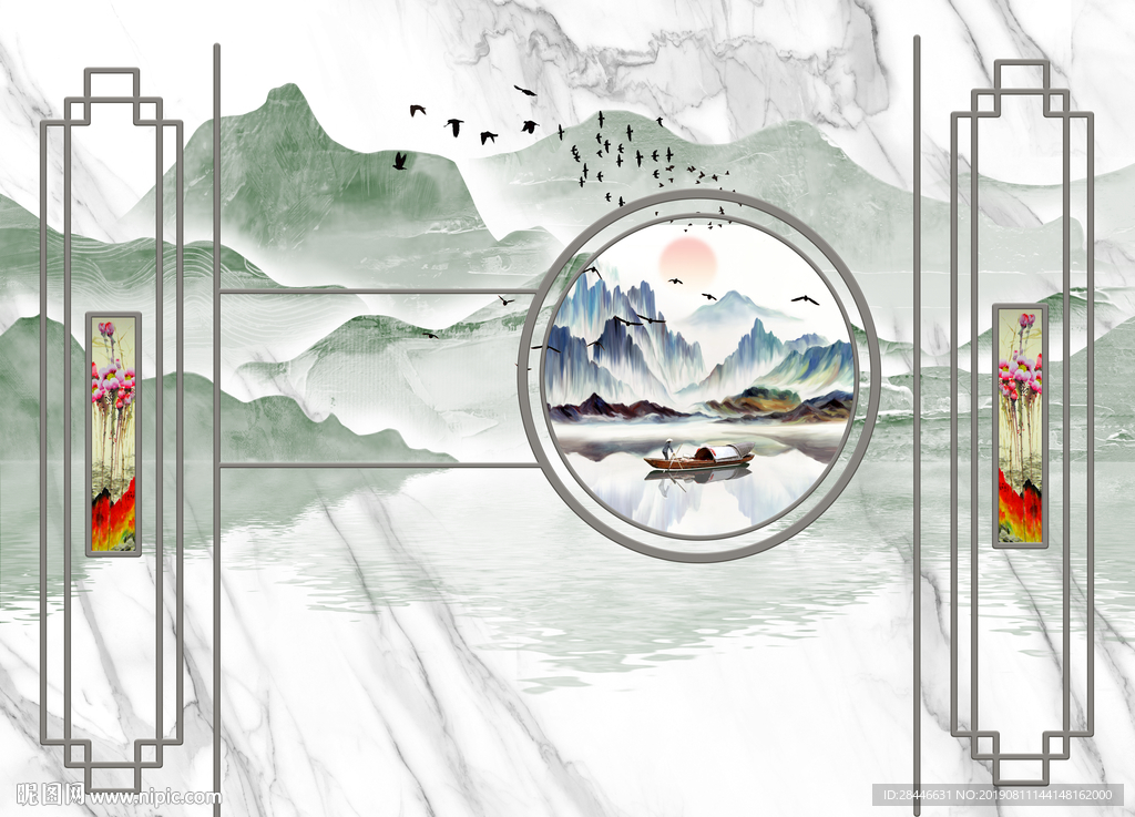 新中式护墙板背景墙