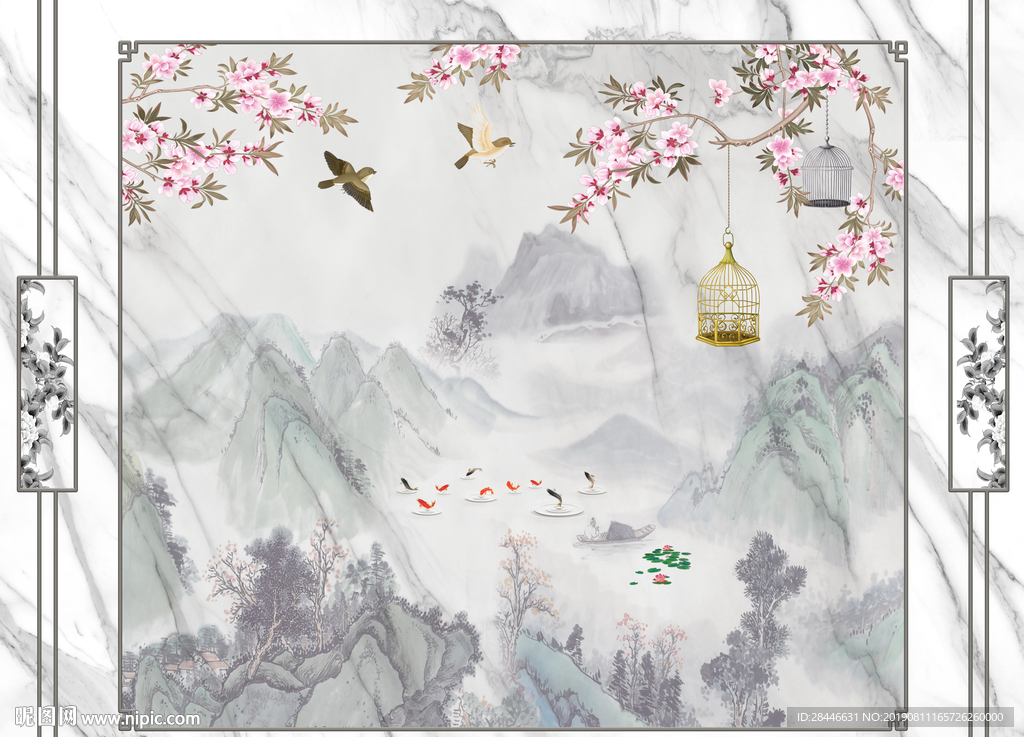 新中式护墙板背景墙