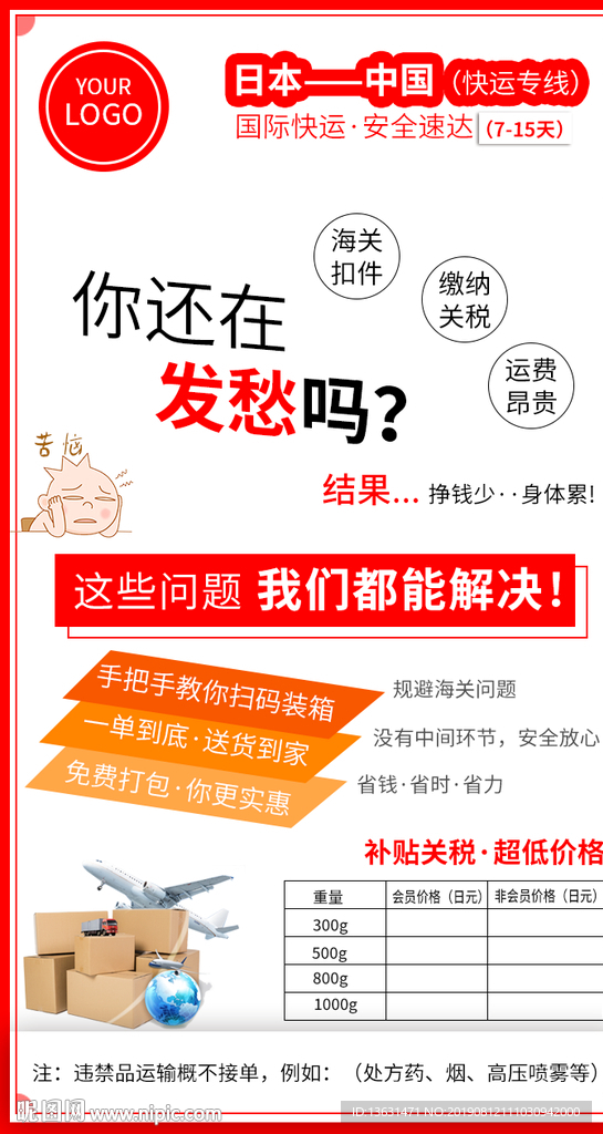国际快递海报 快递价格表