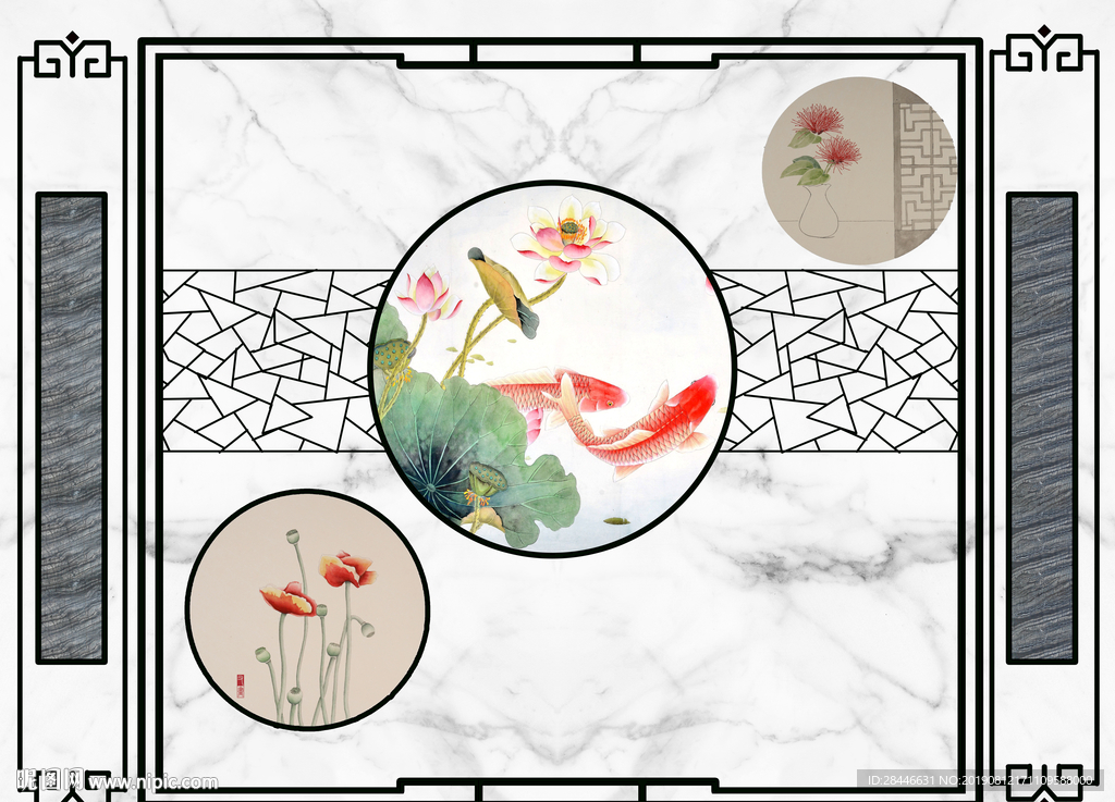 新中式护墙板背景墙