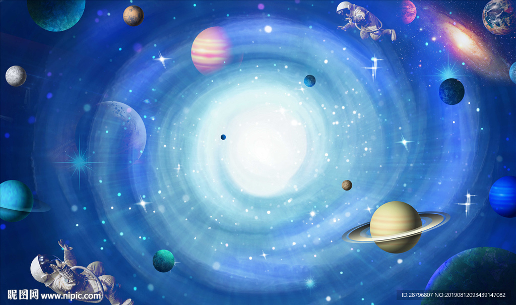 星空月亮唯美背景墙吊顶天顶壁画