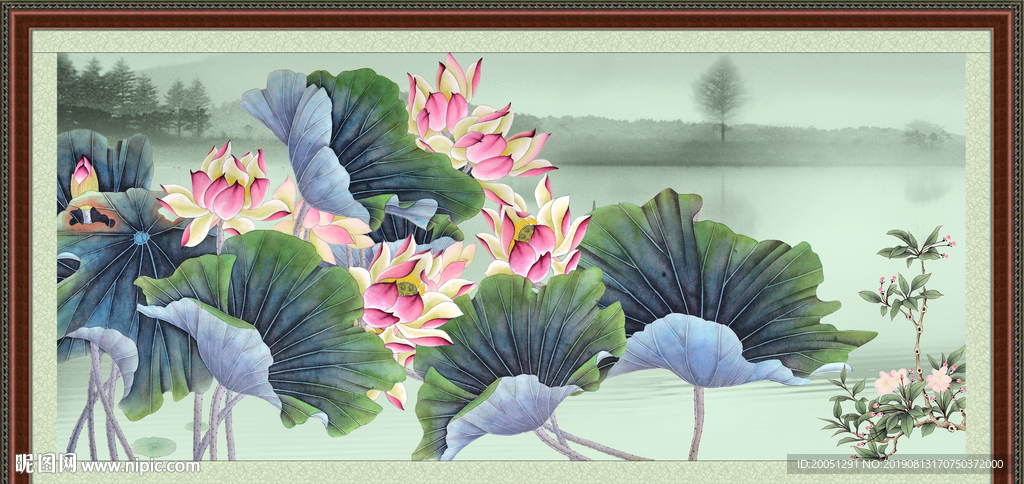 荷花国画