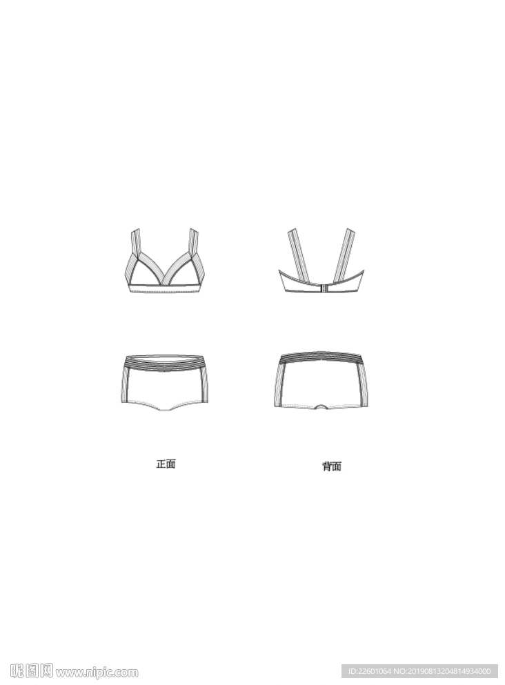 正反面内衣内裤款式图ai模板图