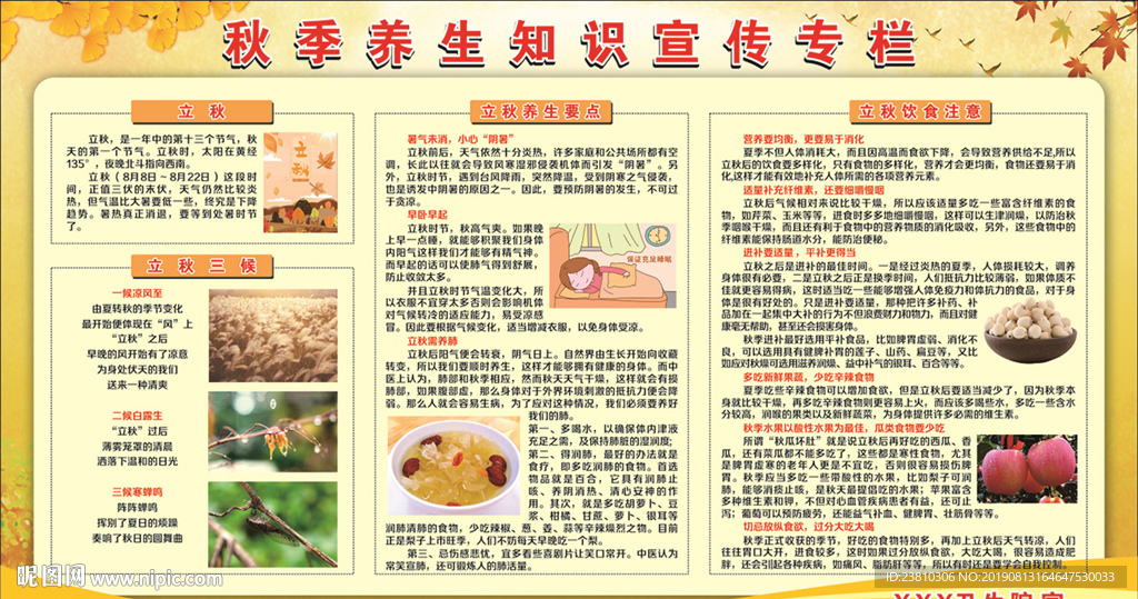 秋季养生宣传栏