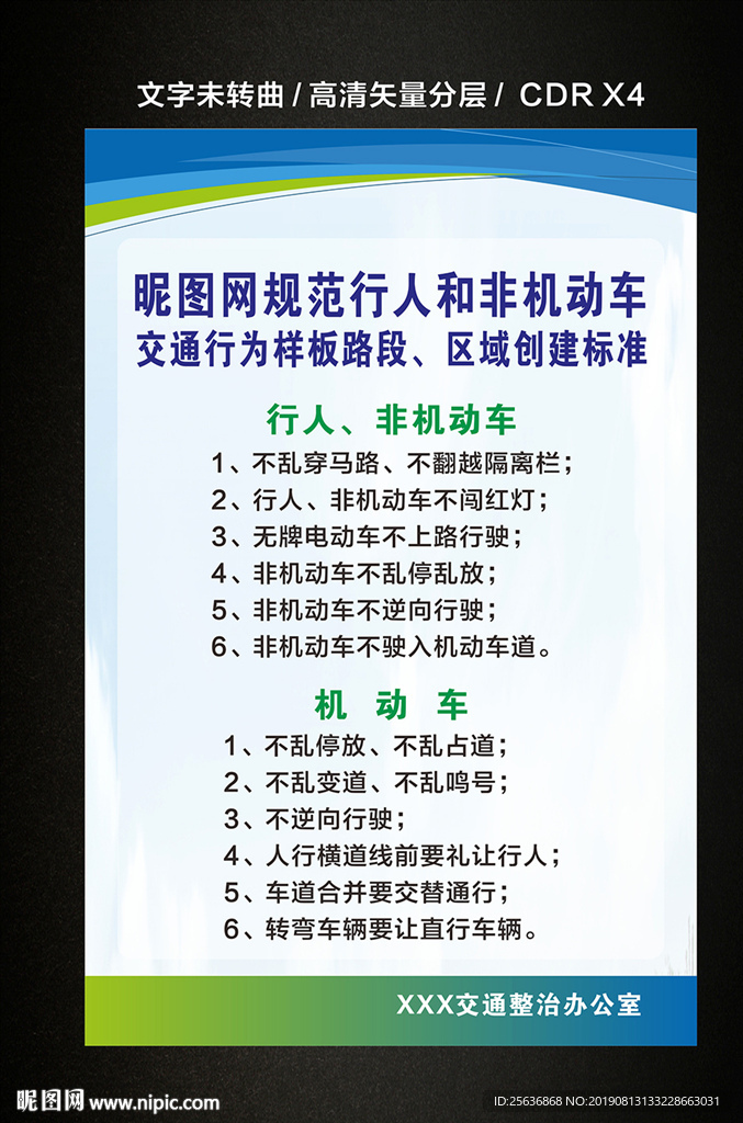 规范行人和机动车、非机交通海报