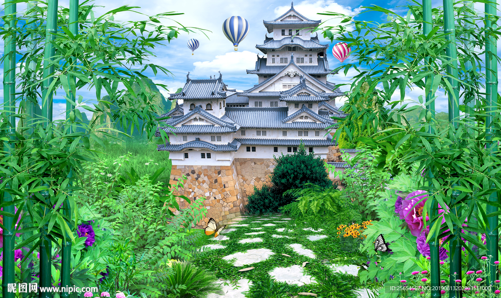 梦幻城堡后花园风景画