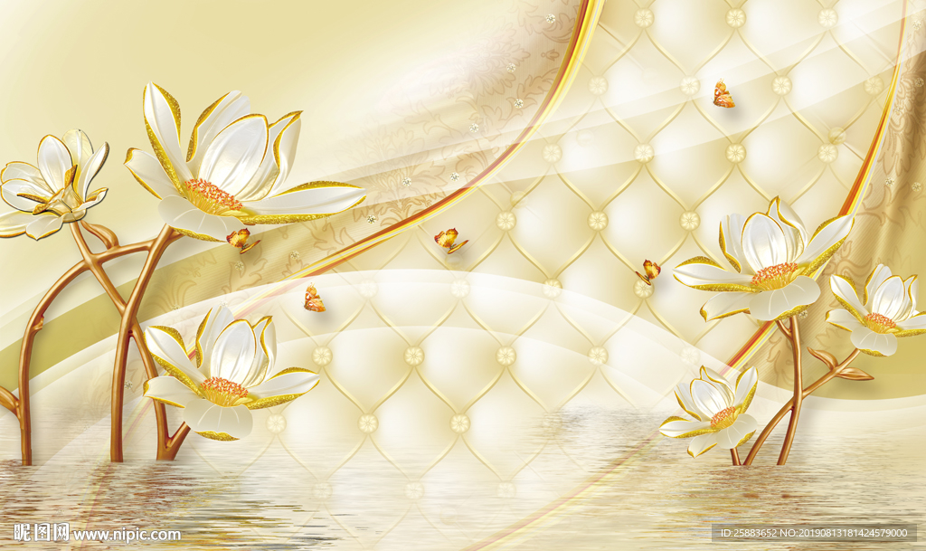 荷韵珠宝3D电视背景墙