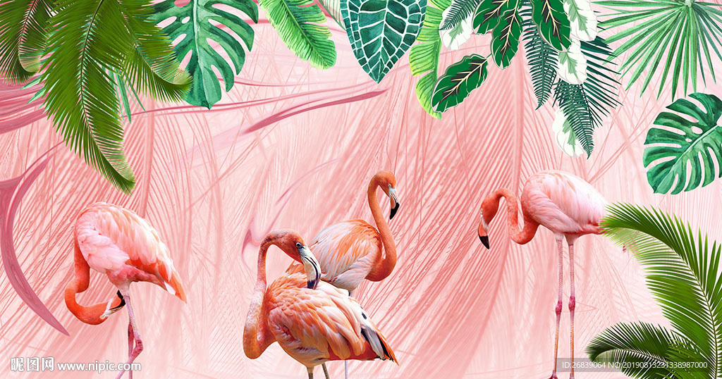 火烈鸟背景墙