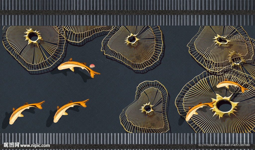 抽象艺术金鱼客厅装饰画