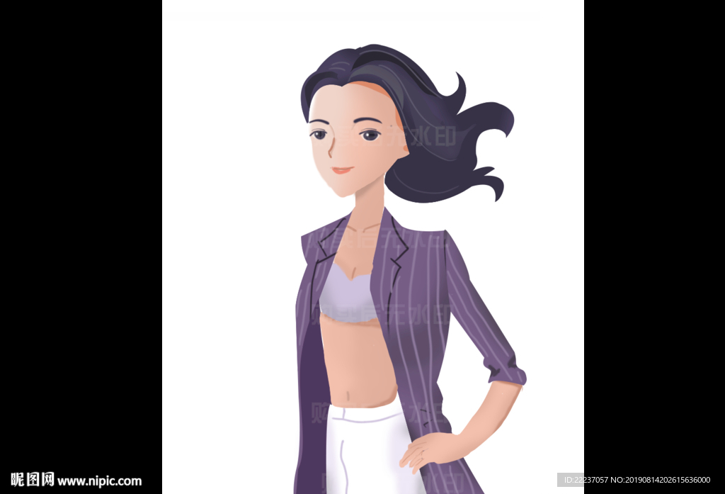 手绘美女人物插画