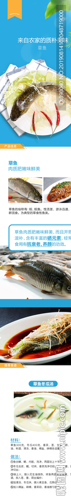 生鲜草鱼皖鱼详情创意海报设计