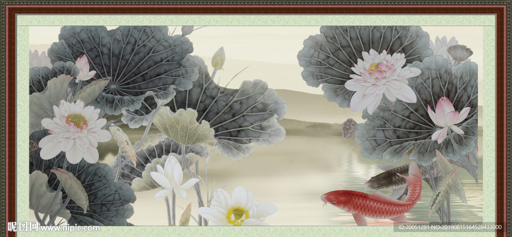 荷花国画