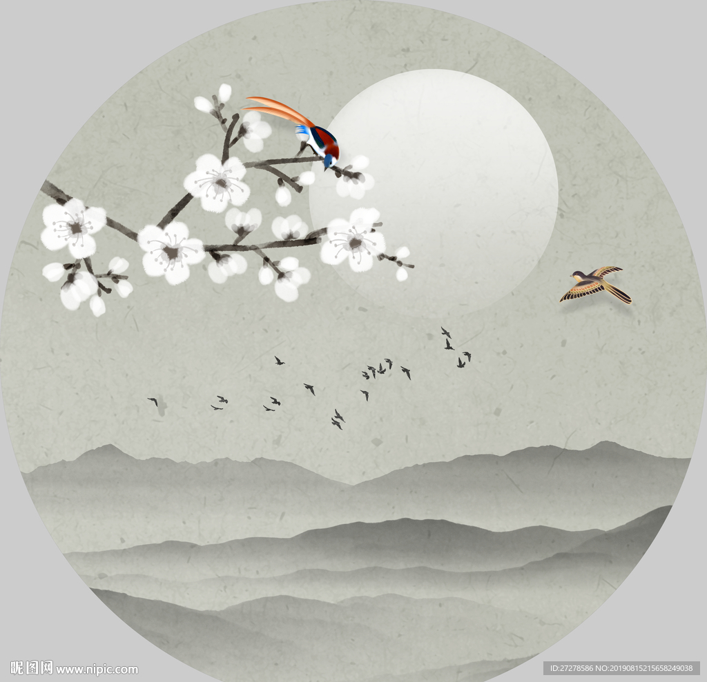 工笔梅花 梅花花鸟画