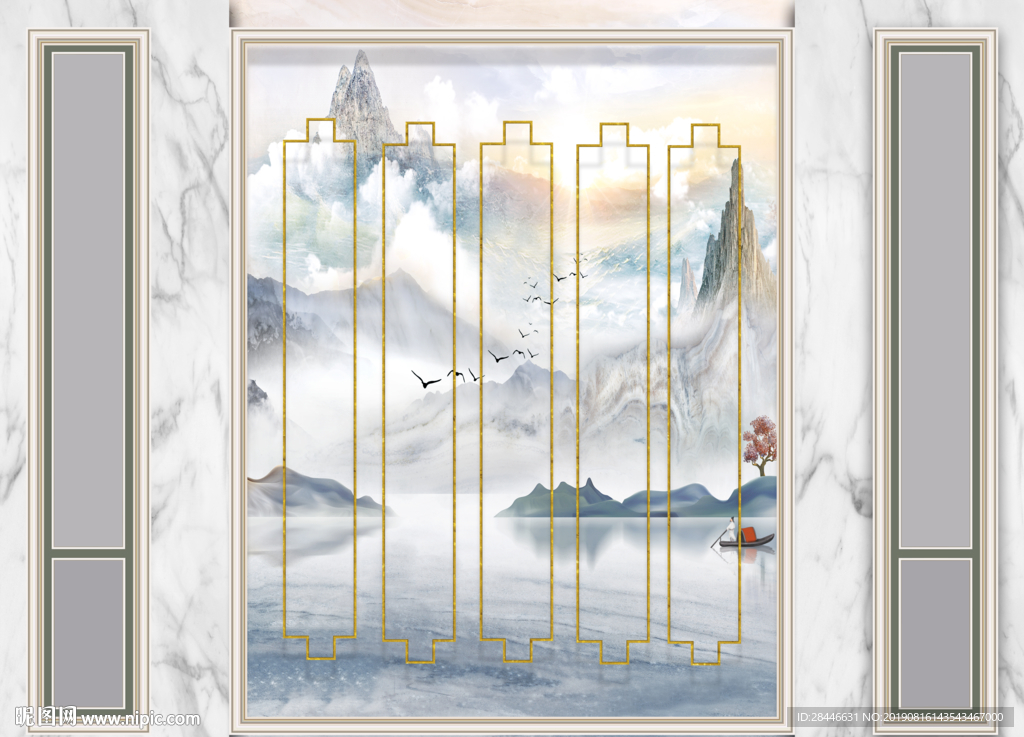 新中式护墙板背景墙