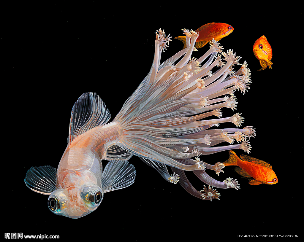 装饰画手绘珊瑚鱼海洋鱼类金鱼