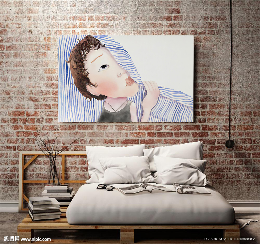手绘女孩装饰画