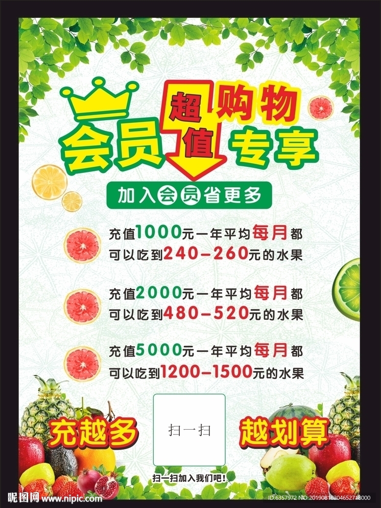水果促销海报 会员专享 超值