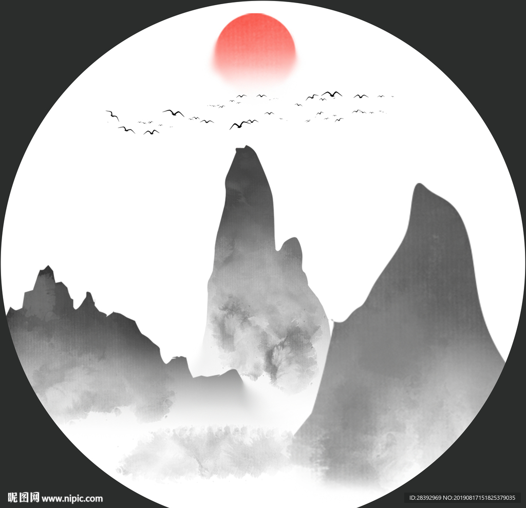 圆形水墨图